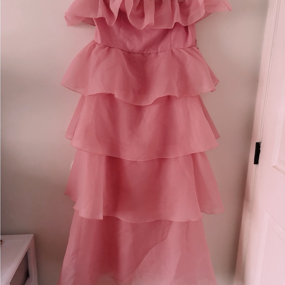 SHEIN Pink Strapless Layered Dress